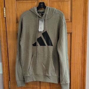 Adidas Men's Khaki Hoodie with Black Emblem